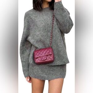 Gray skirt set with sweater